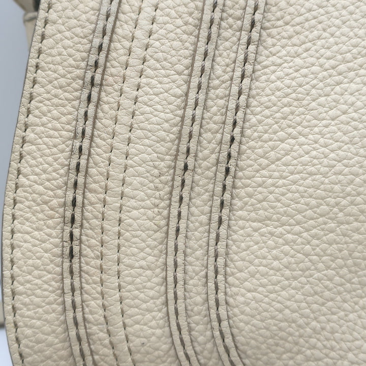 Chloe Marcie Medium Saddle Bag Cream Grained Leather Crossbody