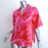 Trovata Birds of Paradis Margot Camp Shirt Pink Printed Linen Size Small