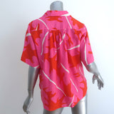 Trovata Birds of Paradis Margot Camp Shirt Pink Printed Linen Size Small