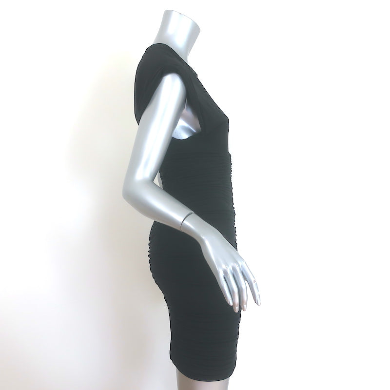 Alexander Wang Ruched Mini Dress Black Stretch Jersey Size 0