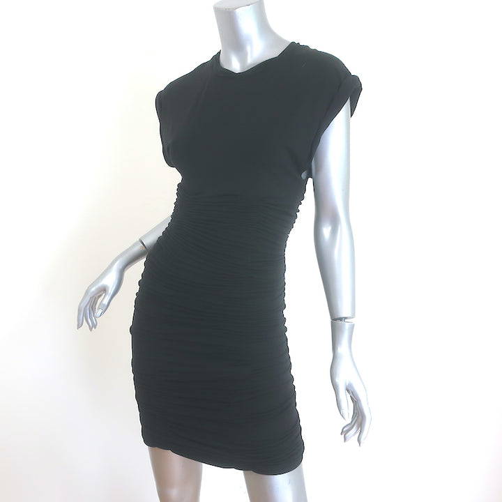Alexander Wang Ruched Mini Dress Black Stretch Jersey Size 0