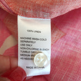 Trovata Birds of Paradis Margot Camp Shirt Pink Printed Linen Size Small