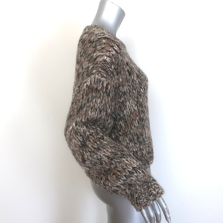 FRAME Marled Knit Cropped Crewneck Sweater Camel Alpaca-Blend Size Small