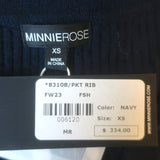 Minnie Rose Ribbed Cashmere Collared Cardigan Navy Size Extra Small NEW