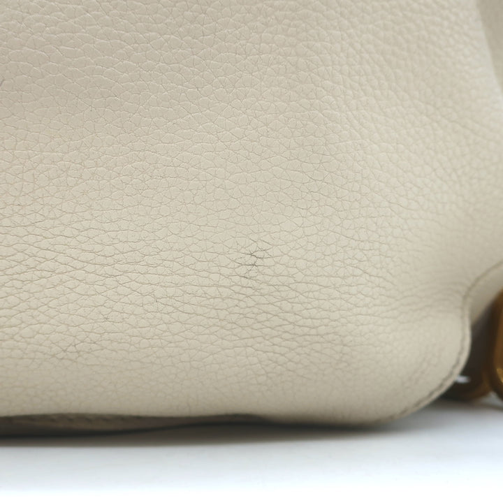 Chloe Marcie Medium Saddle Bag Cream Grained Leather Crossbody