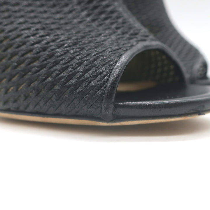 Jimmy Choo Tamali Open Toe Booties Black Perforated Leather &amp; Mesh Size 36