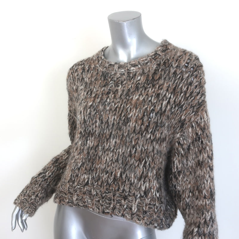 FRAME Marled Knit Cropped Crewneck Sweater Camel Alpaca-Blend Size Small