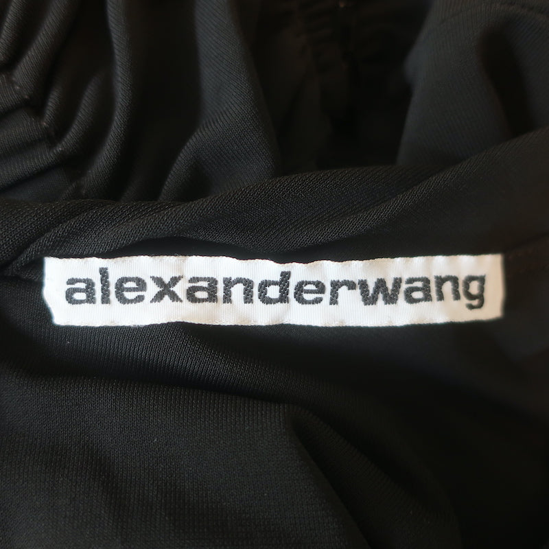 Alexander Wang Ruched Mini Dress Black Stretch Jersey Size 0