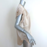 Vince Short Sleeve Shirred Satin Blouse Champagne Silk Size Small