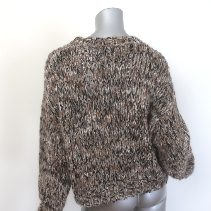 FRAME Marled Knit Cropped Crewneck Sweater Camel Alpaca-Blend Size Small