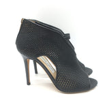 Jimmy Choo Tamali Open Toe Booties Black Perforated Leather & Mesh Size 36