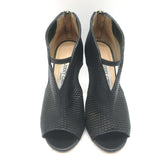 Jimmy Choo Tamali Open Toe Booties Black Perforated Leather & Mesh Size 36