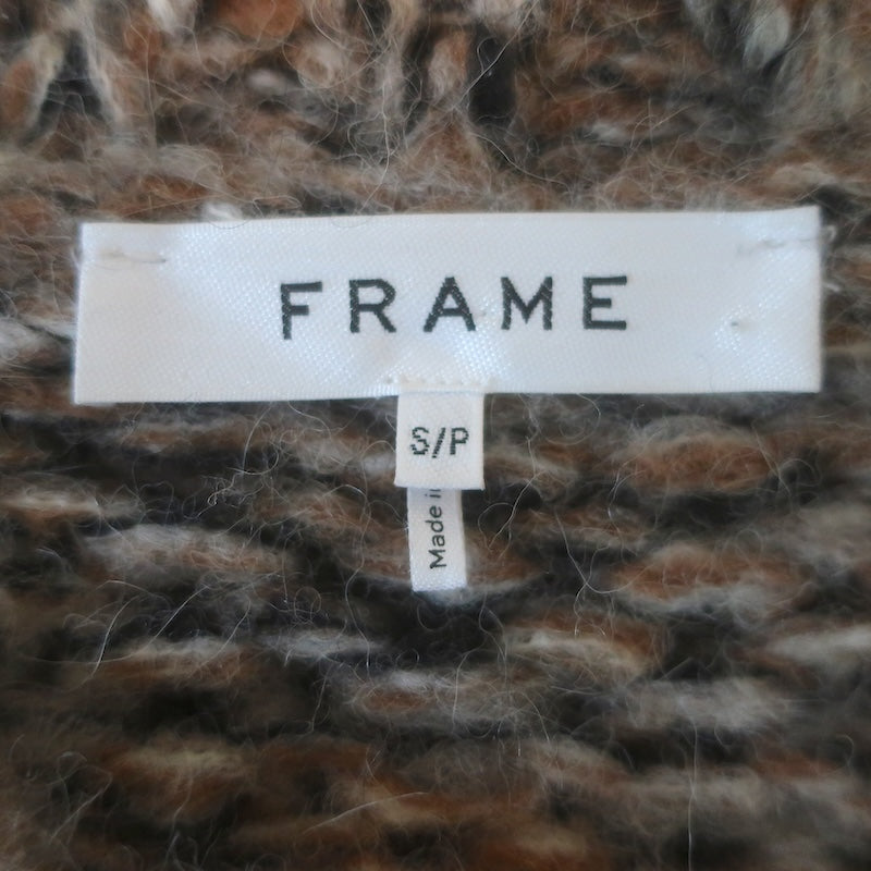 FRAME Marled Knit Cropped Crewneck Sweater Camel Alpaca-Blend Size Small