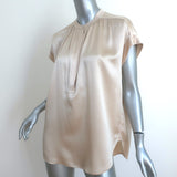 Vince Short Sleeve Shirred Satin Blouse Champagne Silk Size Small
