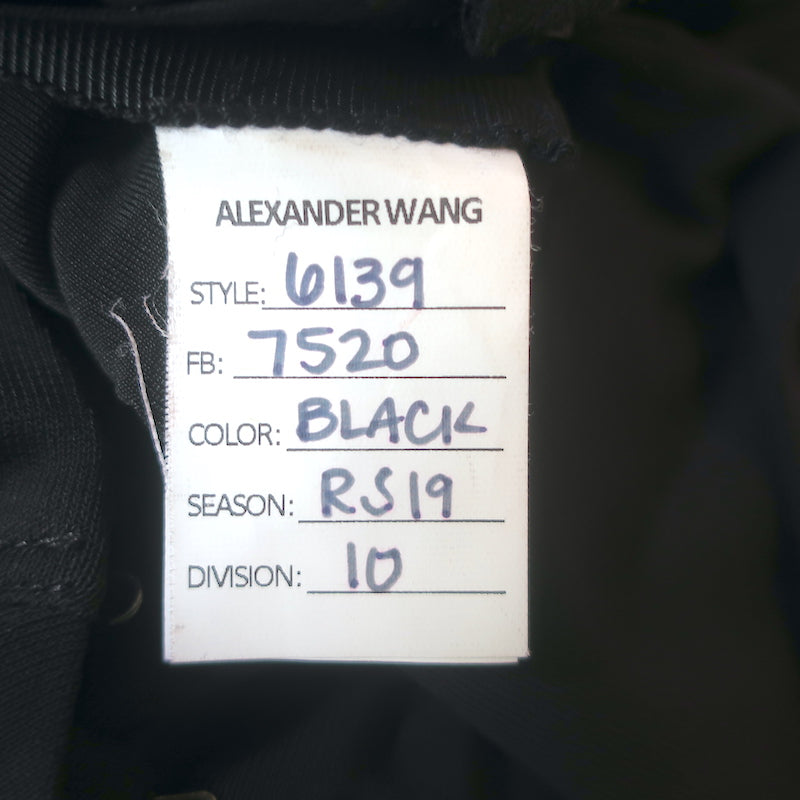 Alexander Wang Ruched Mini Dress Black Stretch Jersey Size 0