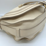Chloe Marcie Medium Saddle Bag Cream Grained Leather Crossbody