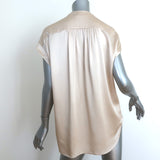 Vince Short Sleeve Shirred Satin Blouse Champagne Silk Size Small
