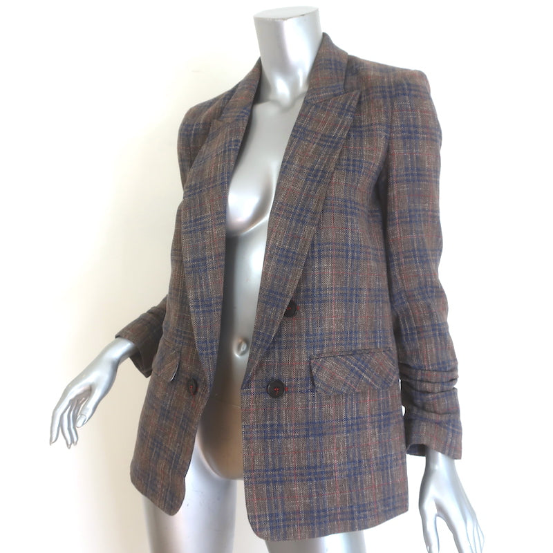 Veronica Beard Beacon Plaid Dickey Jacket Brown Size 4 Double Breasted Blazer