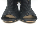 Jimmy Choo Tamali Open Toe Booties Black Perforated Leather & Mesh Size 36