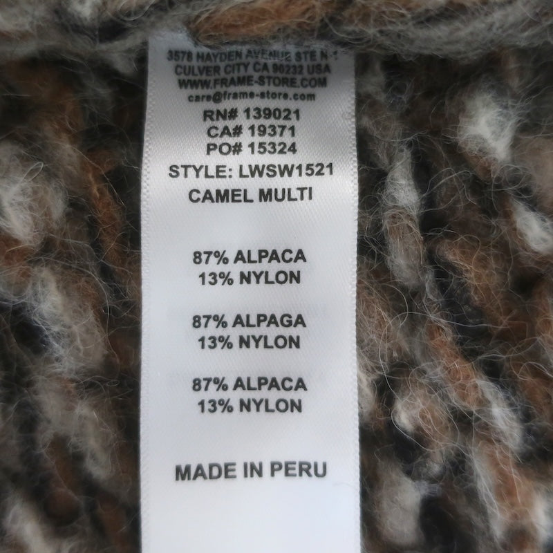 FRAME Marled Knit Cropped Crewneck Sweater Camel Alpaca-Blend Size Small