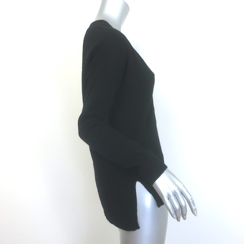 Minnie Rose Cashmere Long and Lean V-Neck Sweater Black Size Extra Small NEW