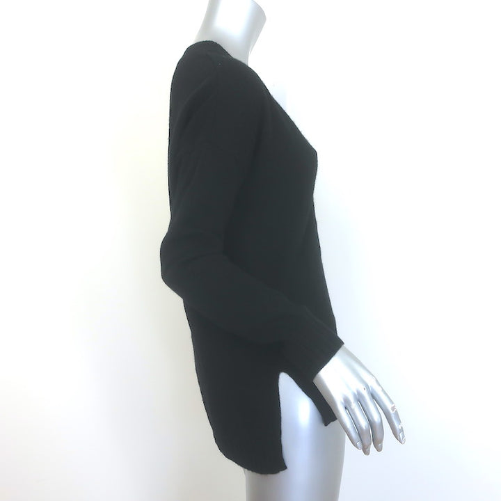 Minnie Rose Cashmere Long and Lean V-Neck Sweater Black Size Extra Small NEW