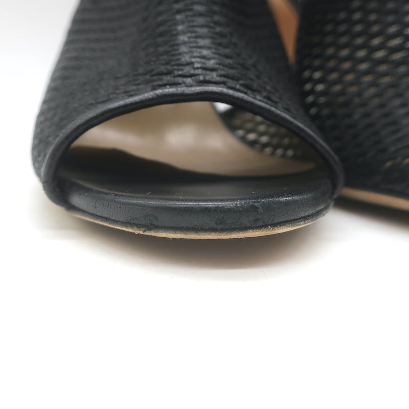 Jimmy Choo Tamali Open Toe Booties Black Perforated Leather &amp; Mesh Size 36