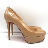 Christian Louboutin Bianca 120 Platform Pumps Nude Patent Leather Size 38.5