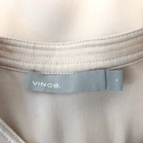 Vince Short Sleeve Shirred Satin Blouse Champagne Silk Size Small