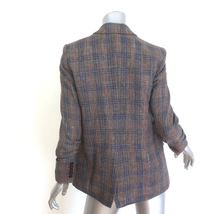 Veronica Beard Beacon Plaid Dickey Jacket Brown Size 4 Double Breasted Blazer