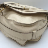 Chloe Marcie Medium Saddle Bag Cream Grained Leather Crossbody