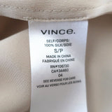 Vince Short Sleeve Shirred Satin Blouse Champagne Silk Size Small