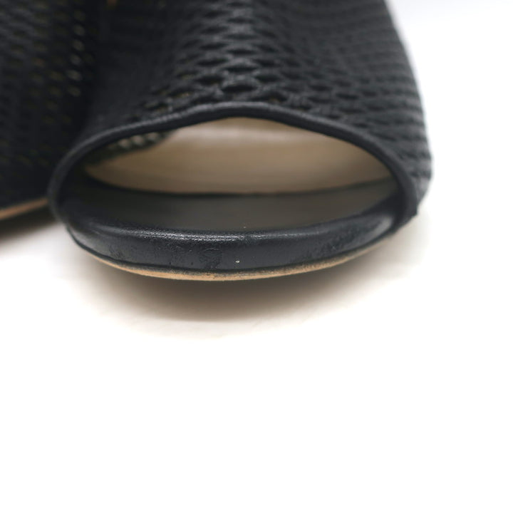 Jimmy Choo Tamali Open Toe Booties Black Perforated Leather &amp; Mesh Size 36