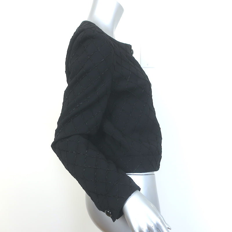 Chanel 15P Runway Embroidered Neoprene Jacket Black Size 42