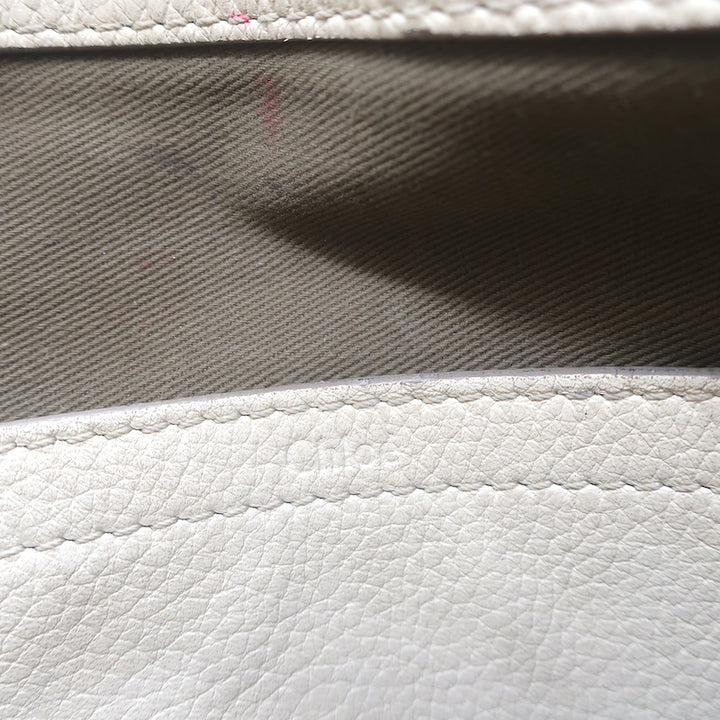 Chloe Marcie Medium Saddle Bag Cream Grained Leather Crossbody