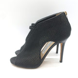 Jimmy Choo Tamali Open Toe Booties Black Perforated Leather & Mesh Size 36