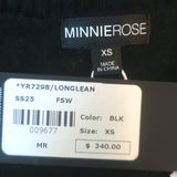 Minnie Rose Cashmere Long and Lean V-Neck Sweater Black Size Extra Small NEW