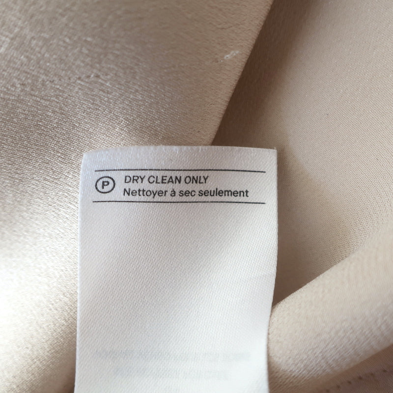 Vince Short Sleeve Shirred Satin Blouse Champagne Silk Size Small