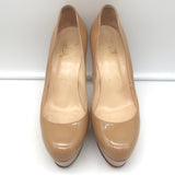 Christian Louboutin Bianca 120 Platform Pumps Nude Patent Leather Size 38.5