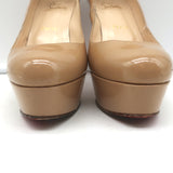 Christian Louboutin Bianca 120 Platform Pumps Nude Patent Leather Size 38.5