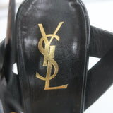 Saint Laurent Tribute T-Strap Platform Sandals Black Patent Leather Size 36