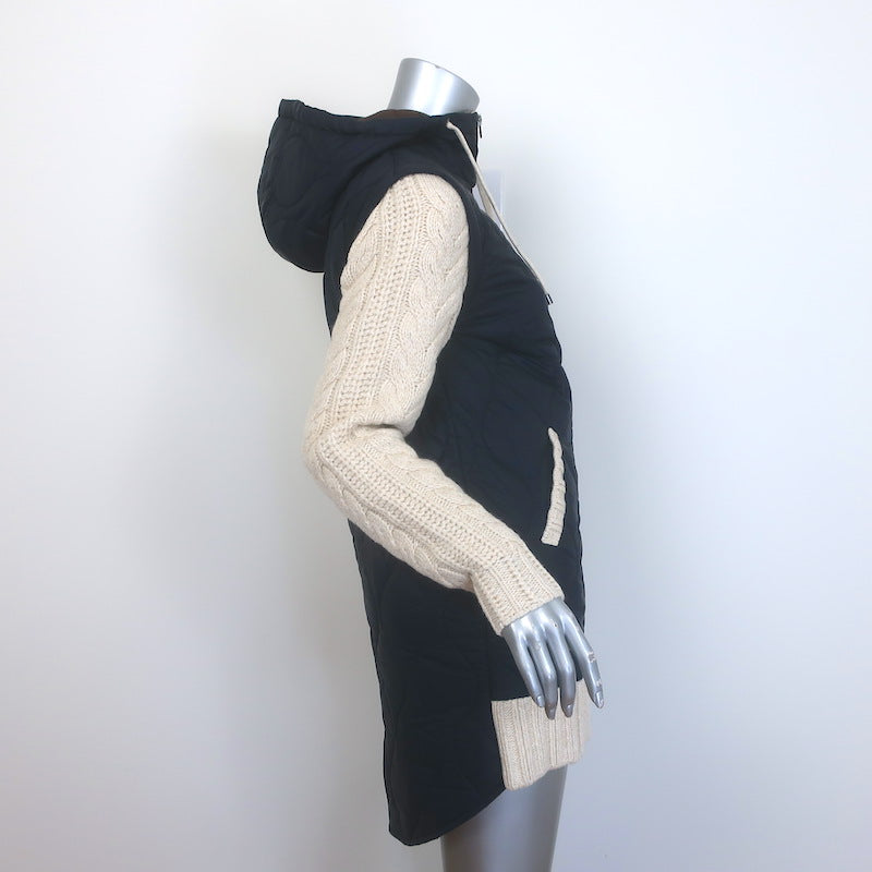 Veronica Beard Barrows Knit-Sleeve Quilted Jacket Navy/Cream Size Extra Small