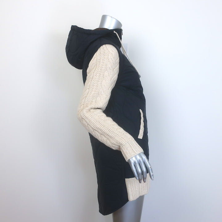 Veronica Beard Barrows Knit-Sleeve Quilted Jacket Navy/Cream Size Extra Small
