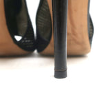 Jimmy Choo Tamali Open Toe Booties Black Perforated Leather & Mesh Size 36