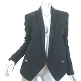 Balmain Double Breasted Blazer Jacket Black Stretch Wool Size 38
