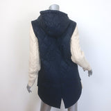 Veronica Beard Barrows Knit-Sleeve Quilted Jacket Navy/Cream Size Extra Small