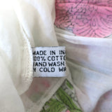 Juliet Dunn Flare Sleeve Dress White/Pink Poppy Print Cotton Size 2