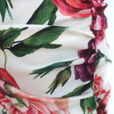 Dolce & Gabbana Peony Print Ruched Tank Top White/Multi Stretch Silk Size 36