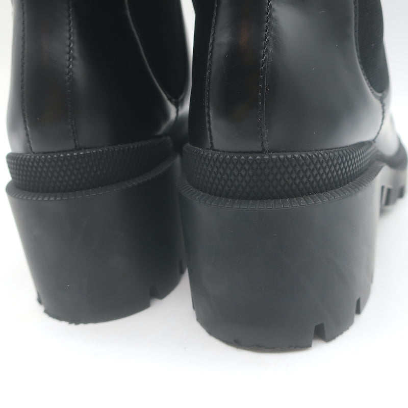 Gucci Trip Jewel-Strap Chelsea Boots Black Polished Leather Size 36.5