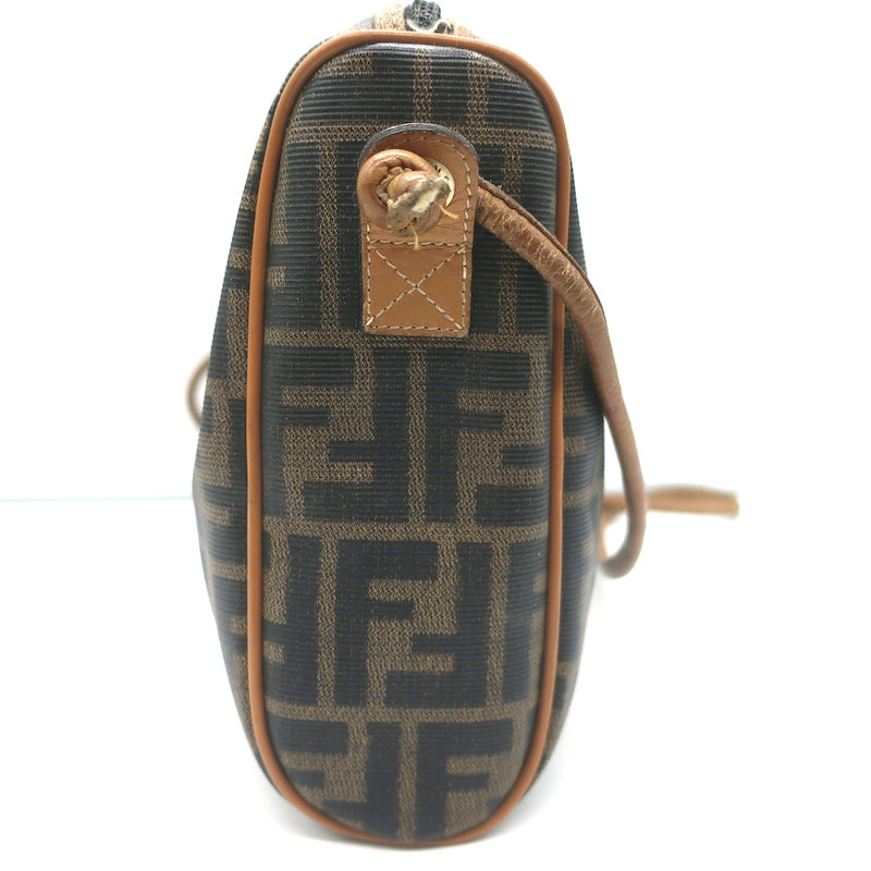 Vintage Fendi FF Zucca Coated Canvas Medium Shoulder Bag Brown
